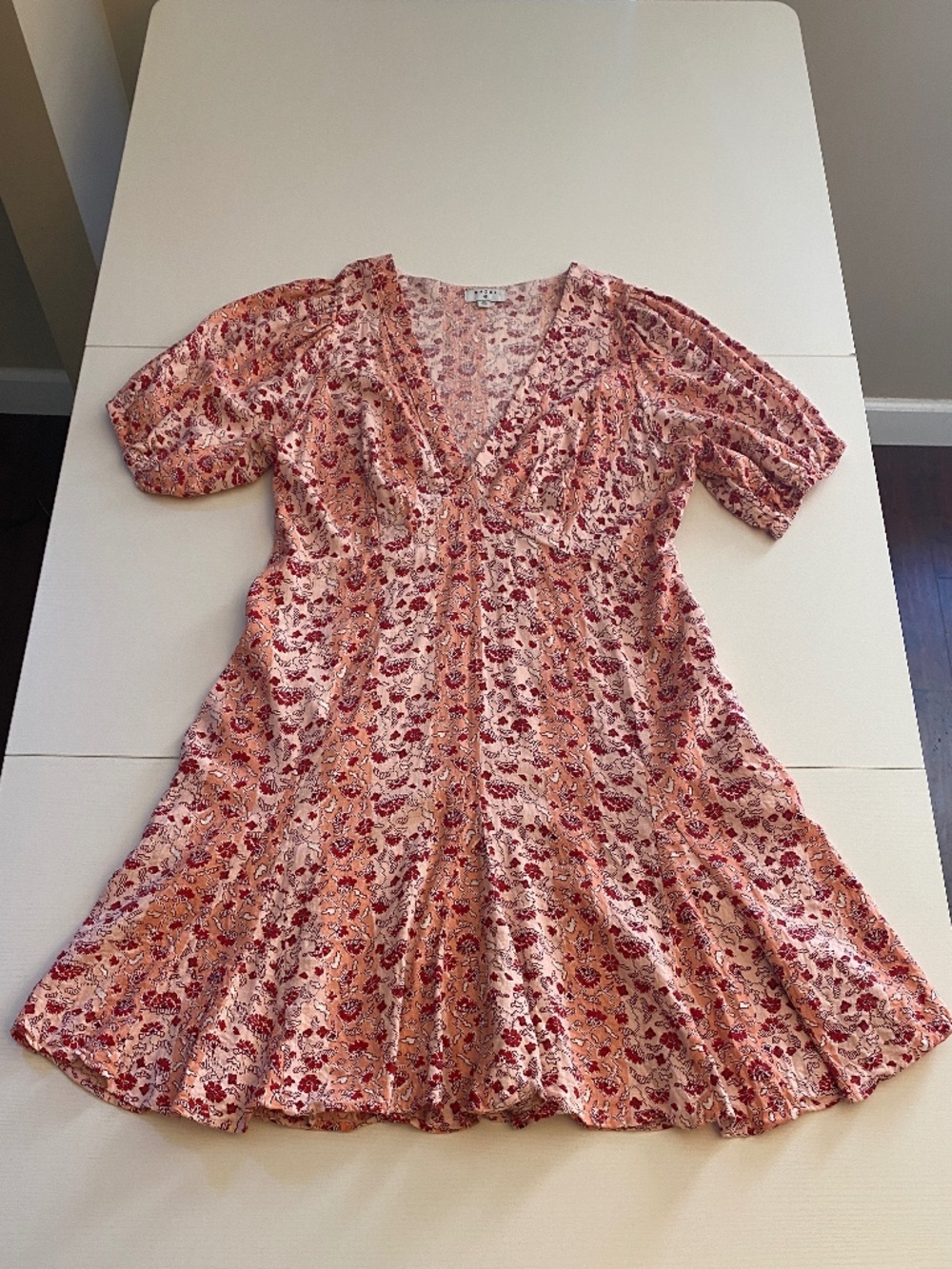 Rhode x Target Whimsical Floral Mini Dress Plus Size 20 Pink Red Puff Sleeve